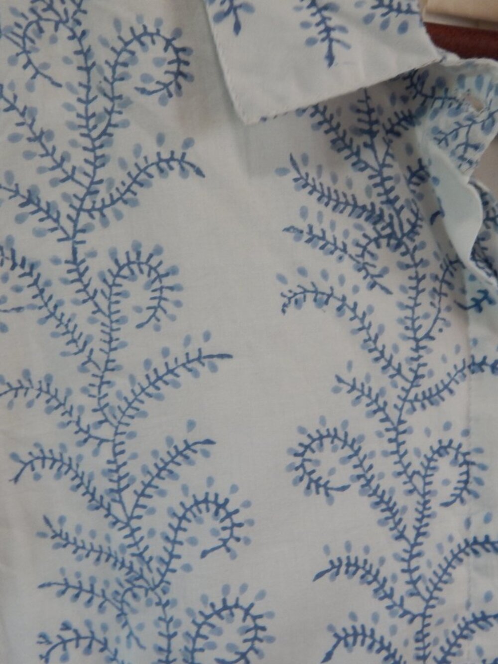 Julia 'Armory Shirt dress 100% cotton Blue White Floral Block Print Size L NWT - Picture 4 of 7